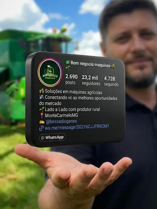 Diógenes Bessa mostrando o perfil da Bom Negócio Máquinas